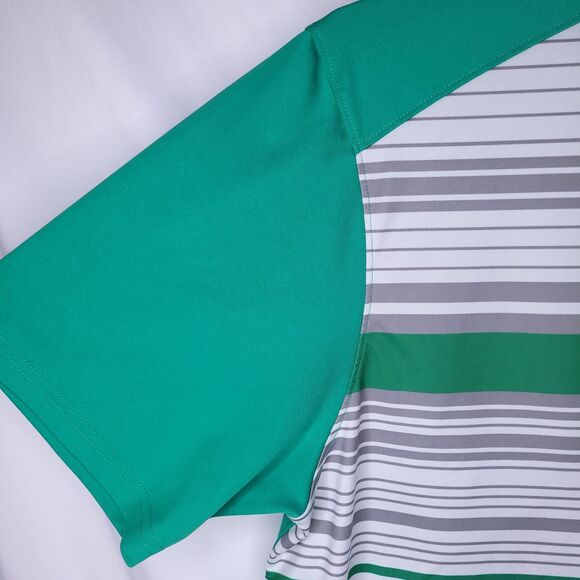 Oakley Polo Shirt Mens XL Striped Green, White Hydrolix Performance - Picture 4 of 14